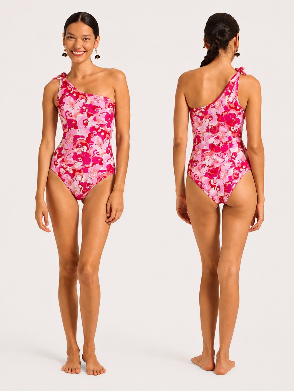 La DoubleJ Goddess Suit One Piece Red Pink Abstract Floral